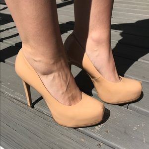 Nude platform heels
